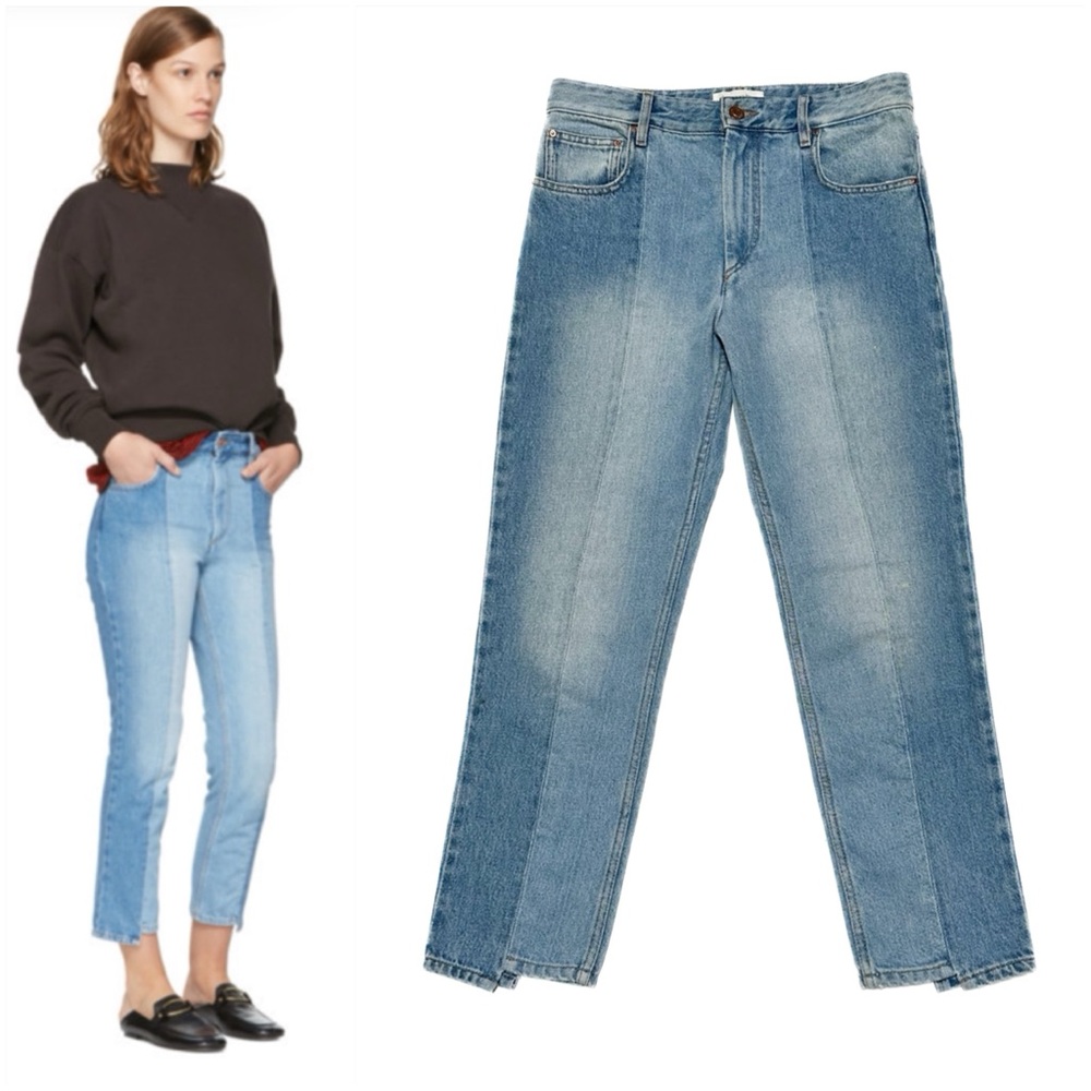 Isabel Marant Étoile Clancy 5-Pocket Jeans Two Tone Denim Straight Leg Ankle Fit